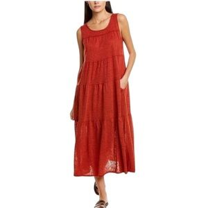 5/$25 Red Tiered Maxi Dress Sleeveless Boho Cottagecore Flowy XS Prarie Western